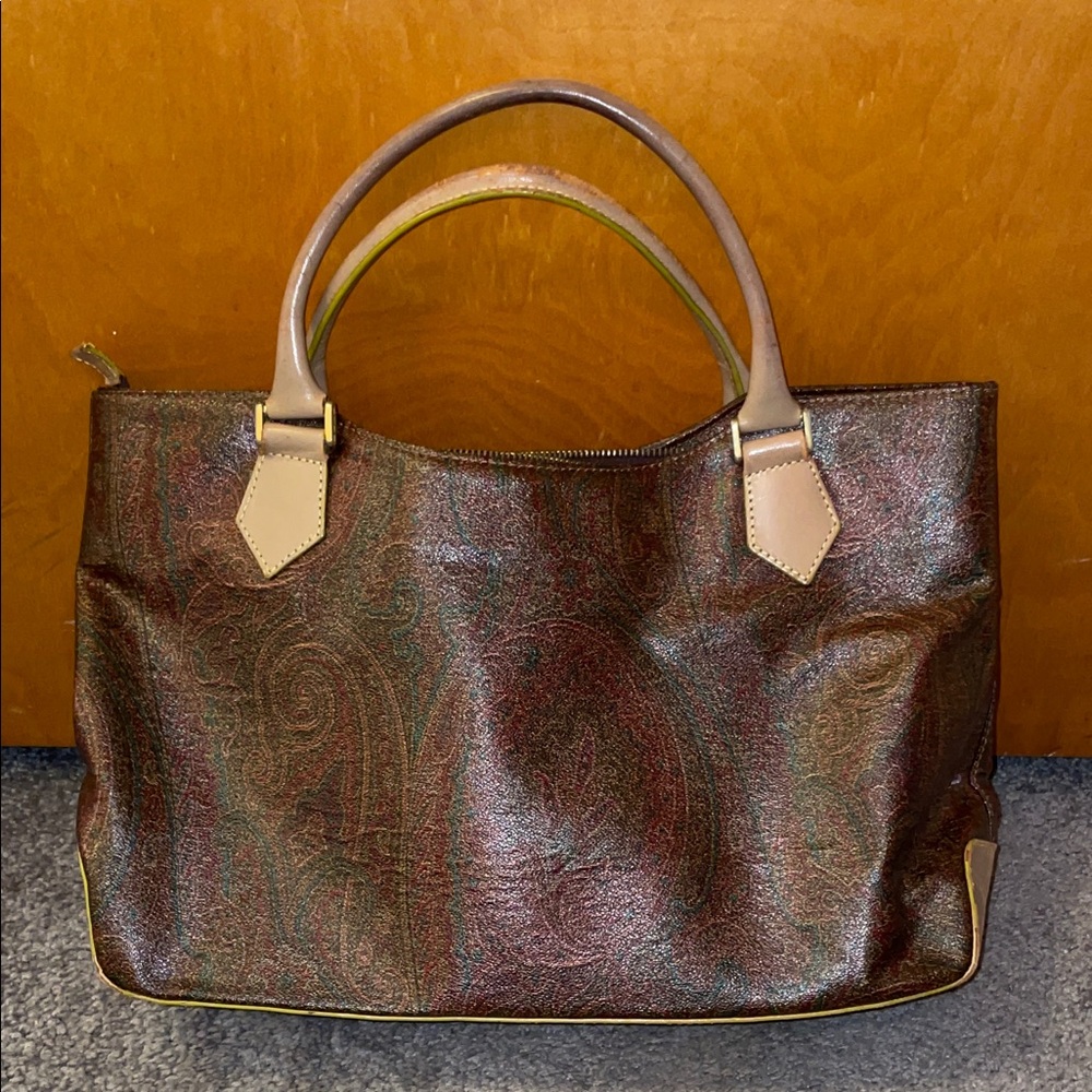 Etro Milano Brown Paisley Women's Classic Print Tote Bag